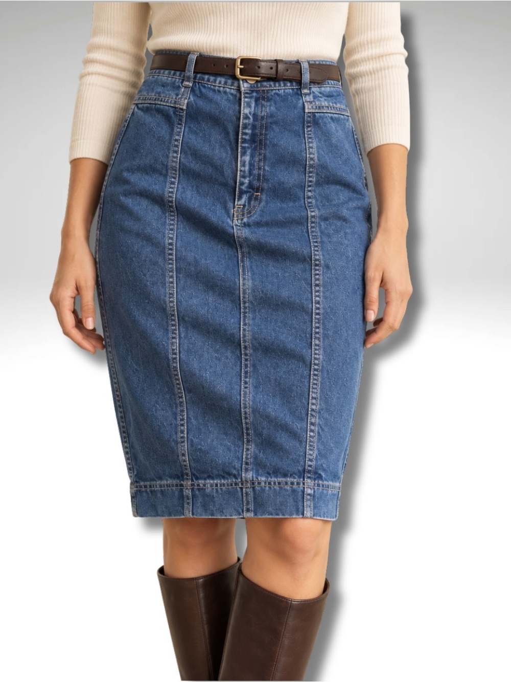Vintage Calvin Klein Denim Pencil Skirt 7/8 Made in USA